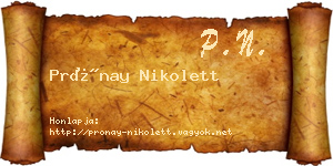 Prónay Nikolett névjegykártya